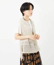 NHSGA50290 GIANNI LO GIUDICE(小さいサイズ)(メゾン ドゥ サンク) [人気デザイン/日本製]リネンニットジレ ダークブラウン