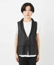 NHSGA50290 GIANNI LO GIUDICE(小さいサイズ)(メゾン ドゥ サンク) [人気デザイン/日本製]リネンニットジレ ダークブラウン