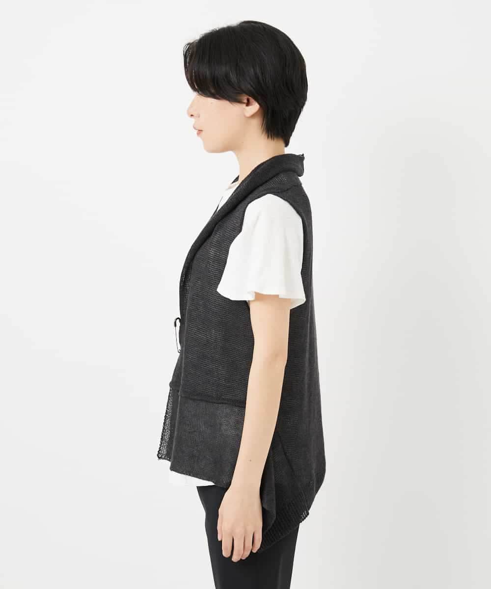 NHSGA50290 GIANNI LO GIUDICE(小さいサイズ)(メゾン ドゥ サンク) [人気デザイン/日本製]リネンニットジレ ダークブラウン