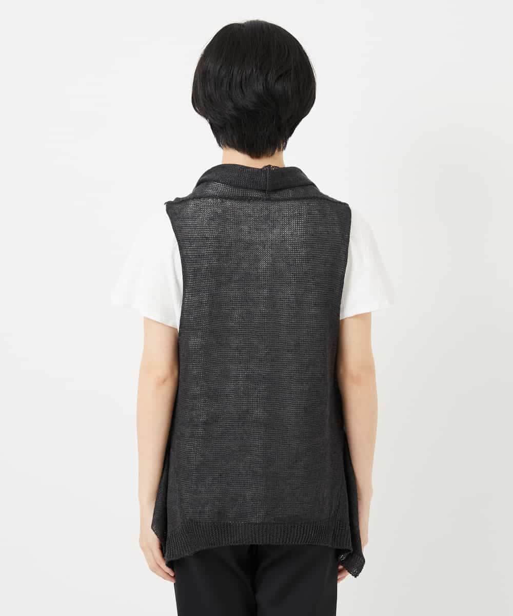 NHSGA50290 GIANNI LO GIUDICE(小さいサイズ)(メゾン ドゥ サンク) [人気デザイン/日本製]リネンニットジレ ダークブラウン