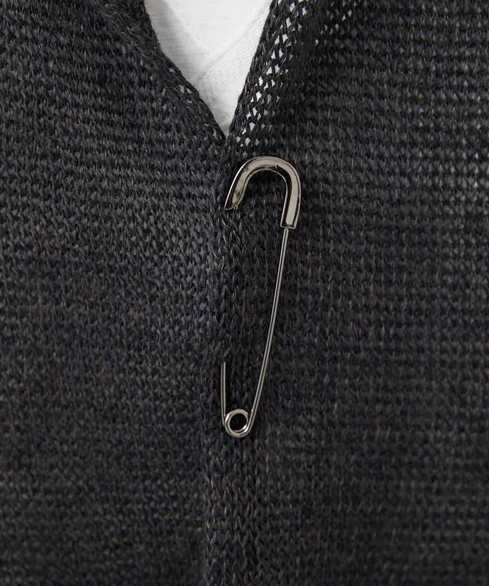 NHSGA50290 GIANNI LO GIUDICE(小さいサイズ)(メゾン ドゥ サンク) [人気デザイン/日本製]リネンニットジレ ダークブラウン