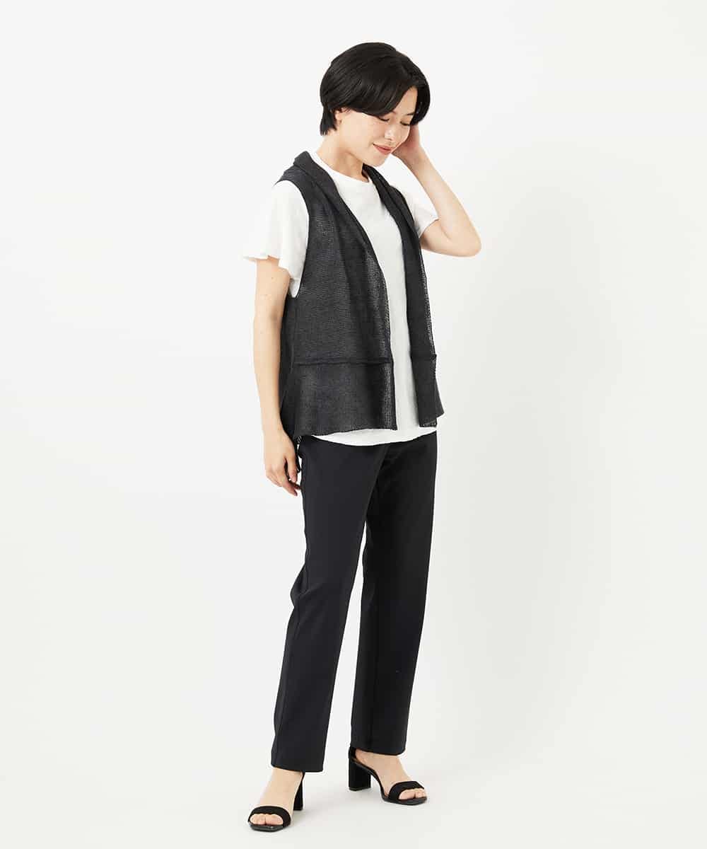 NHSGA50290 GIANNI LO GIUDICE(小さいサイズ)(メゾン ドゥ サンク) [人気デザイン/日本製]リネンニットジレ ダークブラウン