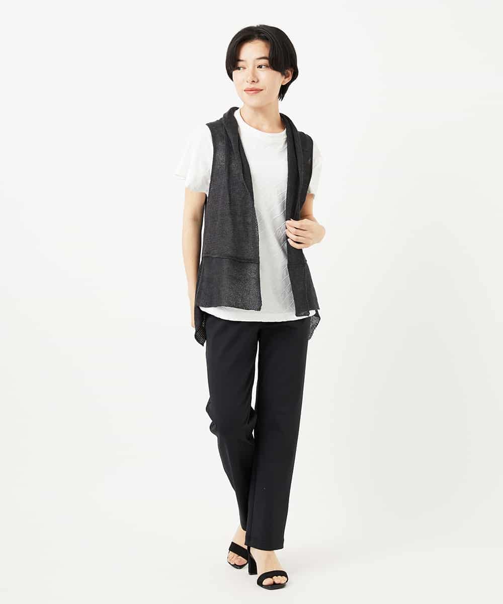NHSGA50290 GIANNI LO GIUDICE(小さいサイズ)(メゾン ドゥ サンク) [人気デザイン/日本製]リネンニットジレ ダークブラウン