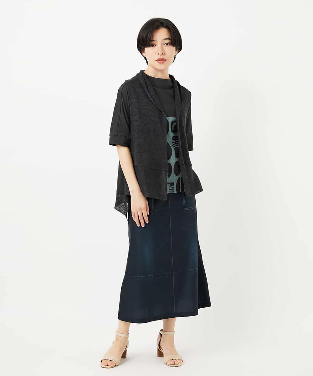 NHSGA50290 GIANNI LO GIUDICE(小さいサイズ)(メゾン ドゥ サンク) [人気デザイン/日本製]リネンニットジレ ダークブラウン