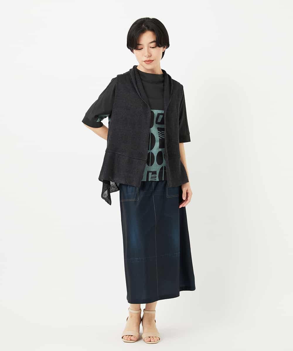 NHSGA50290 GIANNI LO GIUDICE(小さいサイズ)(メゾン ドゥ サンク) [人気デザイン/日本製]リネンニットジレ ダークブラウン