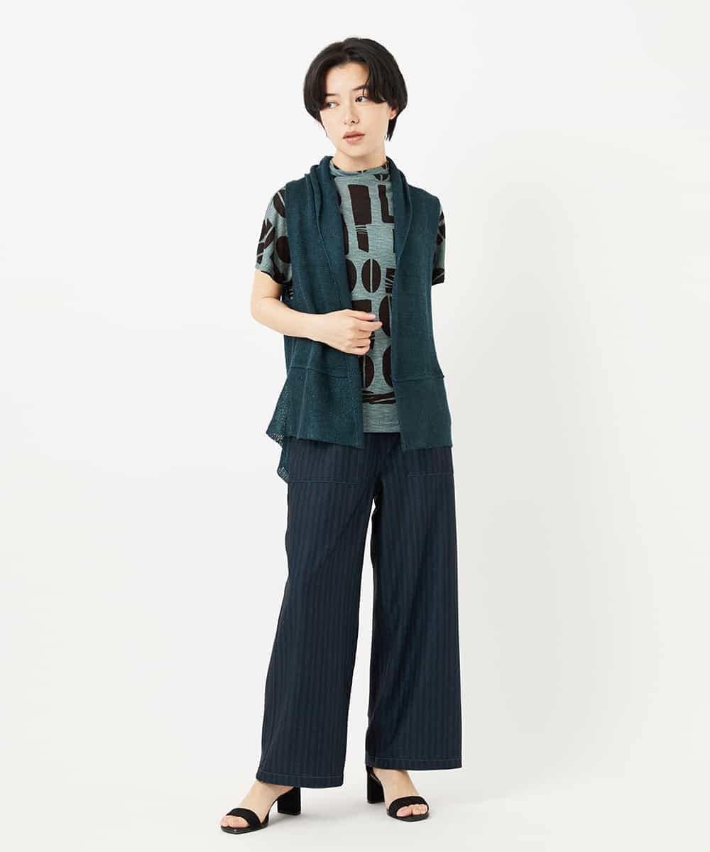 NHSGA50290 GIANNI LO GIUDICE(小さいサイズ)(メゾン ドゥ サンク) [人気デザイン/日本製]リネンニットジレ ダークブラウン
