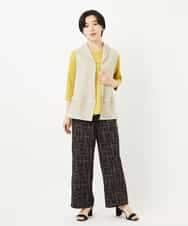 NHSGA50290 GIANNI LO GIUDICE(小さいサイズ)(メゾン ドゥ サンク) [人気デザイン/日本製]リネンニットジレ ダークブラウン