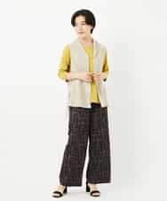 NHSGA50290 GIANNI LO GIUDICE(小さいサイズ)(メゾン ドゥ サンク) [人気デザイン/日本製]リネンニットジレ ダークブラウン