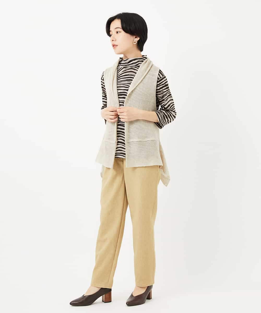 NHSGA50290 GIANNI LO GIUDICE(小さいサイズ)(メゾン ドゥ サンク) [人気デザイン/日本製]リネンニットジレ ダークブラウン