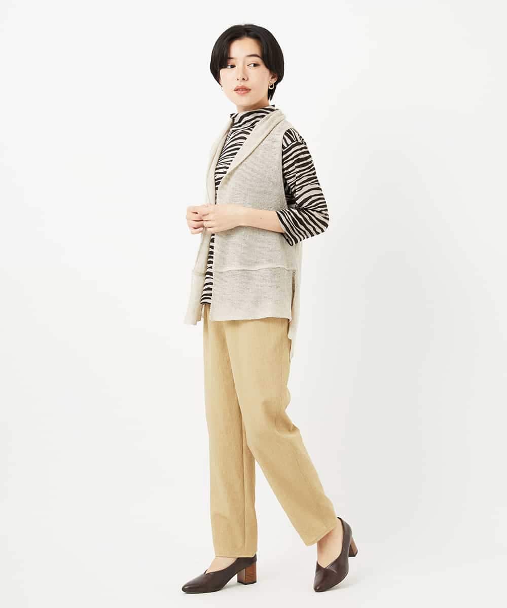 NHSGA50290 GIANNI LO GIUDICE(小さいサイズ)(メゾン ドゥ サンク) [人気デザイン/日本製]リネンニットジレ ダークブラウン