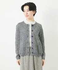 NHSGB10360 GIANNI LO GIUDICE(小さいサイズ)(メゾン ドゥ サンク) リネン杢ニットカーディガン ブラック