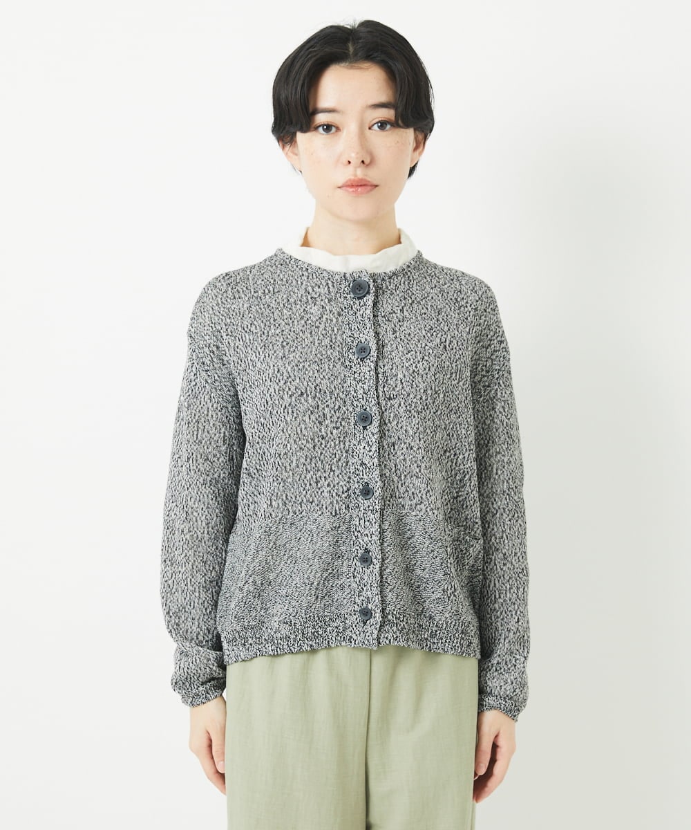 NHSGB10360 GIANNI LO GIUDICE(小さいサイズ)(メゾン ドゥ サンク) リネン杢ニットカーディガン ブラック