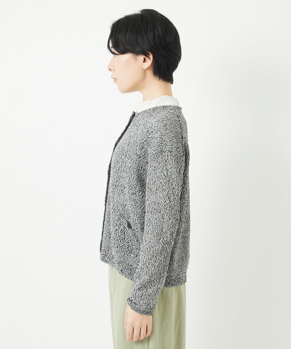 NHSGB10360 GIANNI LO GIUDICE(小さいサイズ)(メゾン ドゥ サンク) リネン杢ニットカーディガン ブラック