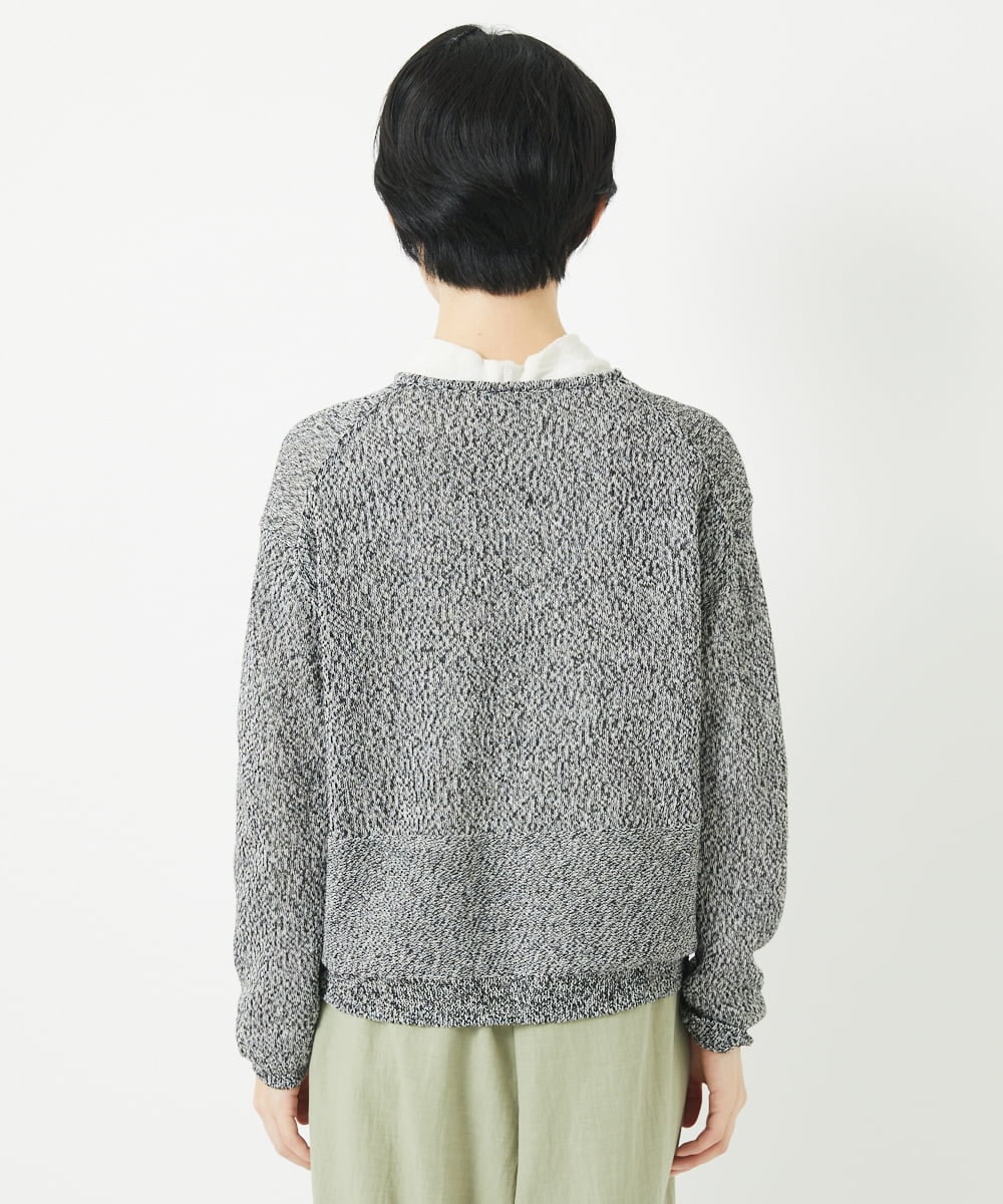 NHSGB10360 GIANNI LO GIUDICE(小さいサイズ)(メゾン ドゥ サンク) リネン杢ニットカーディガン ブラック
