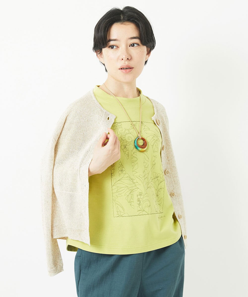 NHSGB10360 GIANNI LO GIUDICE(小さいサイズ)(メゾン ドゥ サンク) リネン杢ニットカーディガン ブラック