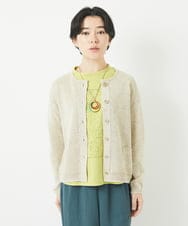 NHSGB10360 GIANNI LO GIUDICE(小さいサイズ)(メゾン ドゥ サンク) リネン杢ニットカーディガン ブラック