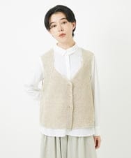 NHSGB11290 GIANNI LO GIUDICE(小さいサイズ)(メゾン ドゥ サンク) リネン杢ニットベスト ベージュ