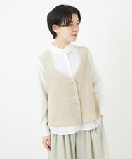 NHSGB11290 GIANNI LO GIUDICE(小さいサイズ)(メゾン ドゥ サンク) リネン杢ニットベスト ベージュ