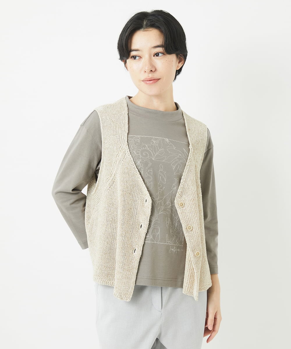 NHSGB11290 GIANNI LO GIUDICE(小さいサイズ)(メゾン ドゥ サンク) リネン杢ニットベスト ブラック