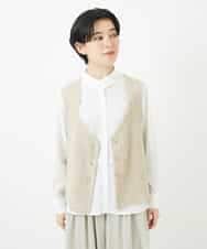 NHSGB11290 GIANNI LO GIUDICE(小さいサイズ)(メゾン ドゥ サンク) リネン杢ニットベスト ブラック