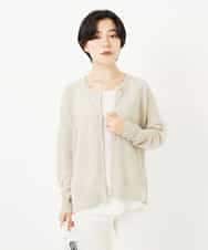 NHSGC53390 GIANNI LO GIUDICE(小さいサイズ)(メゾン ドゥ サンク) [日本製]リネンニットカーディガン ベージュ