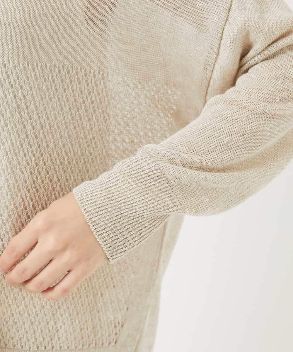 NHSGC53390 GIANNI LO GIUDICE(小さいサイズ)(メゾン ドゥ サンク) [日本製]リネンニットカーディガン ベージュ