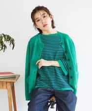 NHSGE40270 GIANNI LO GIUDICE(小さいサイズ)(メゾン ドゥ サンク) ペーパーヤーンニットカーディガン グリーン