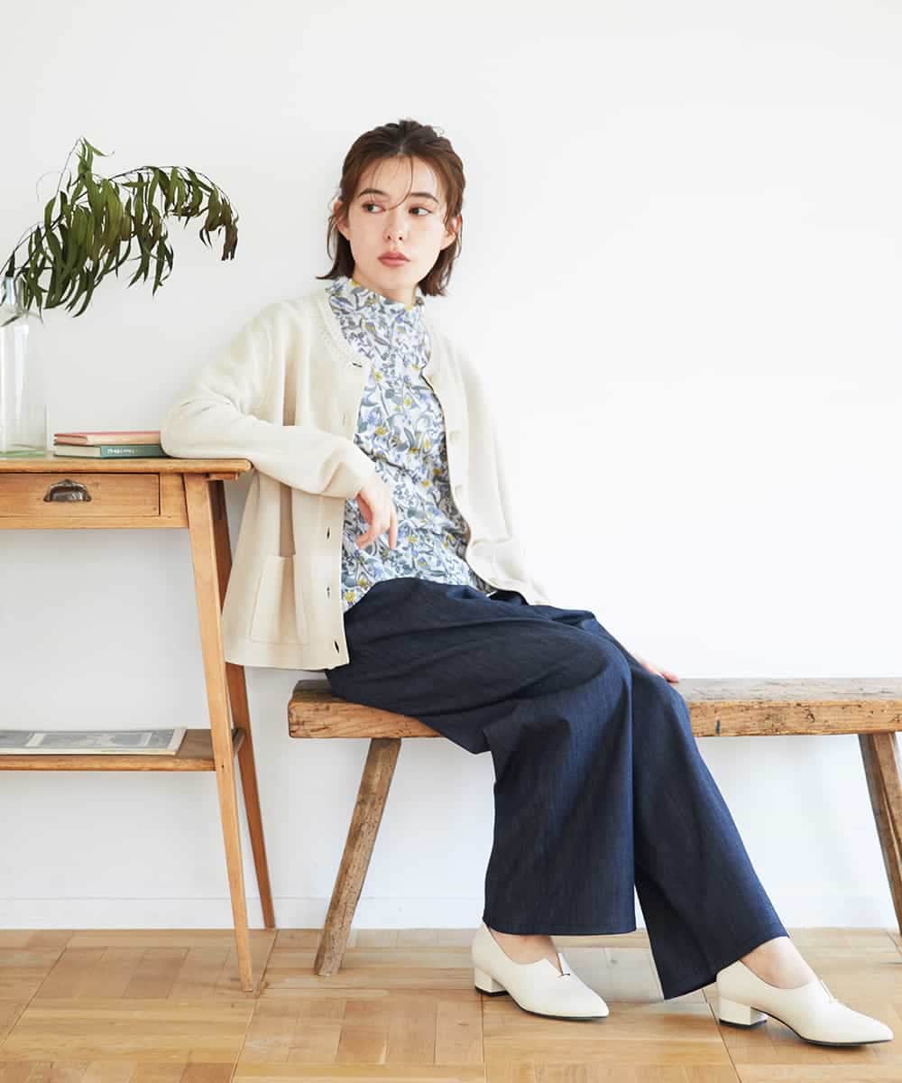 NHSGE40270 GIANNI LO GIUDICE(小さいサイズ)(メゾン ドゥ サンク) ペーパーヤーンニットカーディガン ベージュ