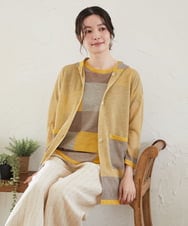 NHSGE50330 GIANNI LO GIUDICE(小さいサイズ)(メゾン ドゥ サンク) [アンサンブル対応]LEVITAロングニットカーディガン マスタード系