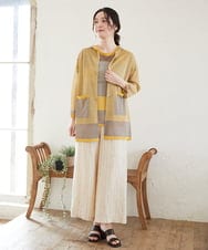 NHSGE50330 GIANNI LO GIUDICE(小さいサイズ)(メゾン ドゥ サンク) [アンサンブル対応]LEVITAロングニットカーディガン マスタード系