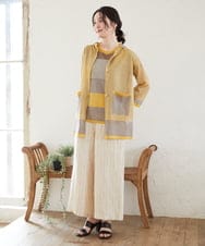 NHSGE50330 GIANNI LO GIUDICE(小さいサイズ)(メゾン ドゥ サンク) [アンサンブル対応]LEVITAロングニットカーディガン マスタード系