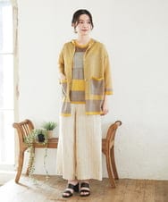 NHSGE50330 GIANNI LO GIUDICE(小さいサイズ)(メゾン ドゥ サンク) [アンサンブル対応]LEVITAロングニットカーディガン マスタード系