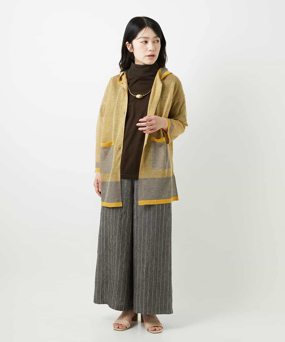 NHSGE50330 GIANNI LO GIUDICE(小さいサイズ)(メゾン ドゥ サンク) [アンサンブル対応]LEVITAロングニットカーディガン マスタード系