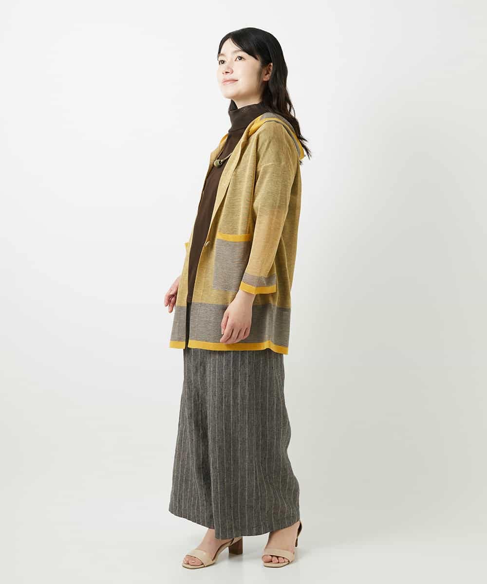 NHSGE50330 GIANNI LO GIUDICE(小さいサイズ)(メゾン ドゥ サンク) [アンサンブル対応]LEVITAロングニットカーディガン マスタード系