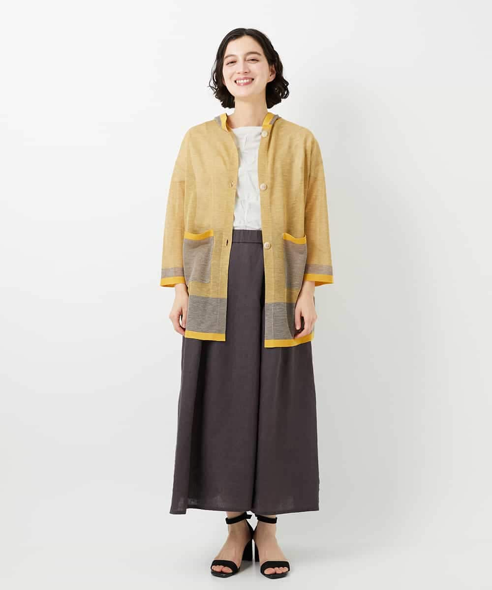 NHSGE50330 GIANNI LO GIUDICE(小さいサイズ)(メゾン ドゥ サンク) [アンサンブル対応]LEVITAロングニットカーディガン マスタード系