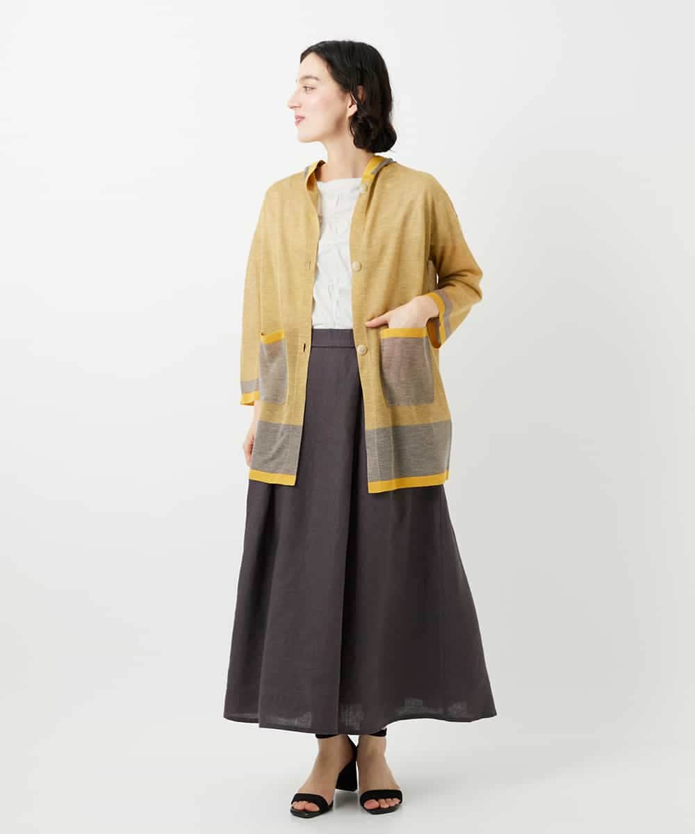 NHSGE50330 GIANNI LO GIUDICE(小さいサイズ)(メゾン ドゥ サンク) [アンサンブル対応]LEVITAロングニットカーディガン マスタード系