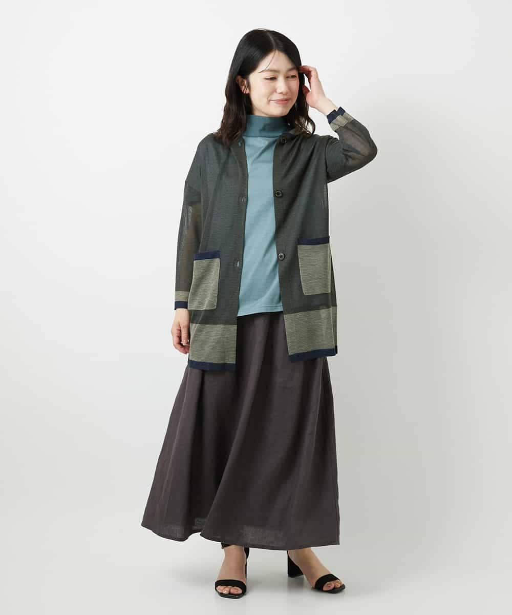 NHSGE50330 GIANNI LO GIUDICE(小さいサイズ)(メゾン ドゥ サンク) [アンサンブル対応]LEVITAロングニットカーディガン マスタード系