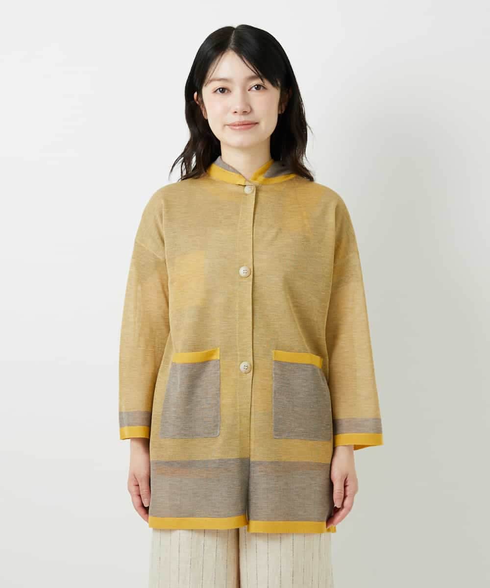 NHSGE50330 GIANNI LO GIUDICE(小さいサイズ)(メゾン ドゥ サンク) [アンサンブル対応]LEVITAロングニットカーディガン マスタード系