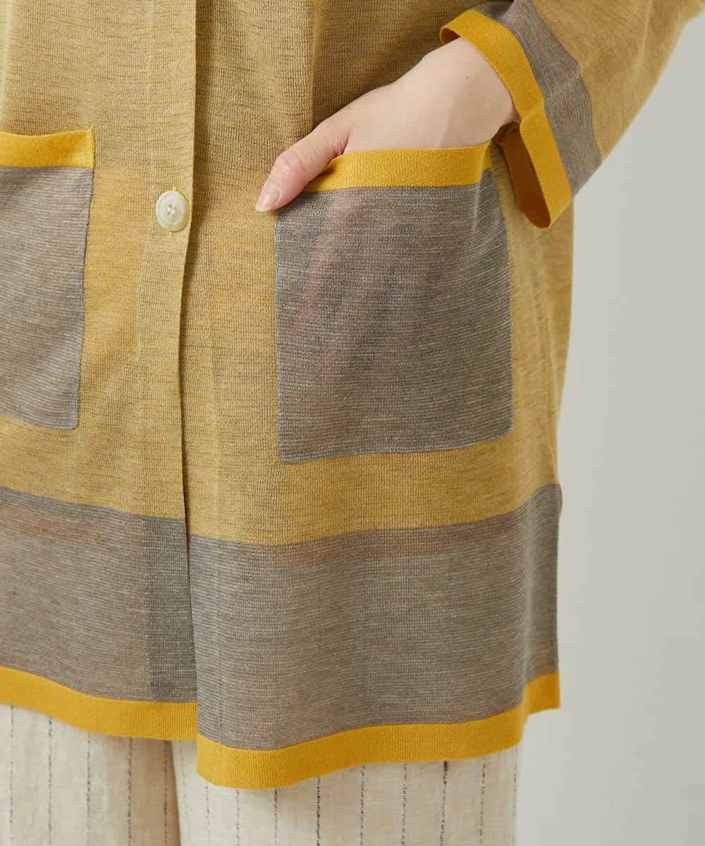 NHSGE50330 GIANNI LO GIUDICE(小さいサイズ)(メゾン ドゥ サンク) [アンサンブル対応]LEVITAロングニットカーディガン マスタード系