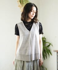 NHSGE55230 GIANNI LO GIUDICE(小さいサイズ)(メゾン ドゥ サンク) 麻ナイロンジレ　 グリーン
