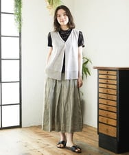 NHSGE55230 GIANNI LO GIUDICE(小さいサイズ)(メゾン ドゥ サンク) 麻ナイロンジレ　 グリーン