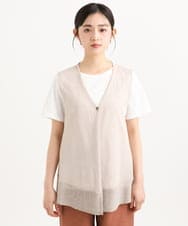 NHSGE55230 GIANNI LO GIUDICE(小さいサイズ)(メゾン ドゥ サンク) 麻ナイロンジレ　 グリーン
