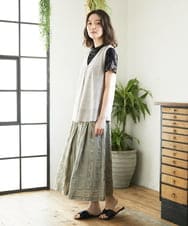 NHSGE55230 GIANNI LO GIUDICE(小さいサイズ)(メゾン ドゥ サンク) 麻ナイロンジレ　 グリーン