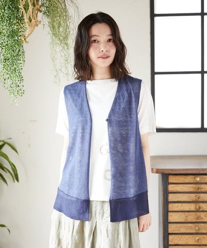 NHSGE55230 GIANNI LO GIUDICE(小さいサイズ) 麻ナイロンニットジレ　