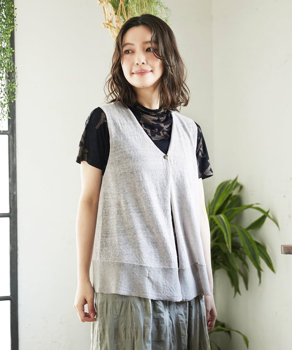 NHSGE55230 GIANNI LO GIUDICE(小さいサイズ) 麻ナイロンジレ　