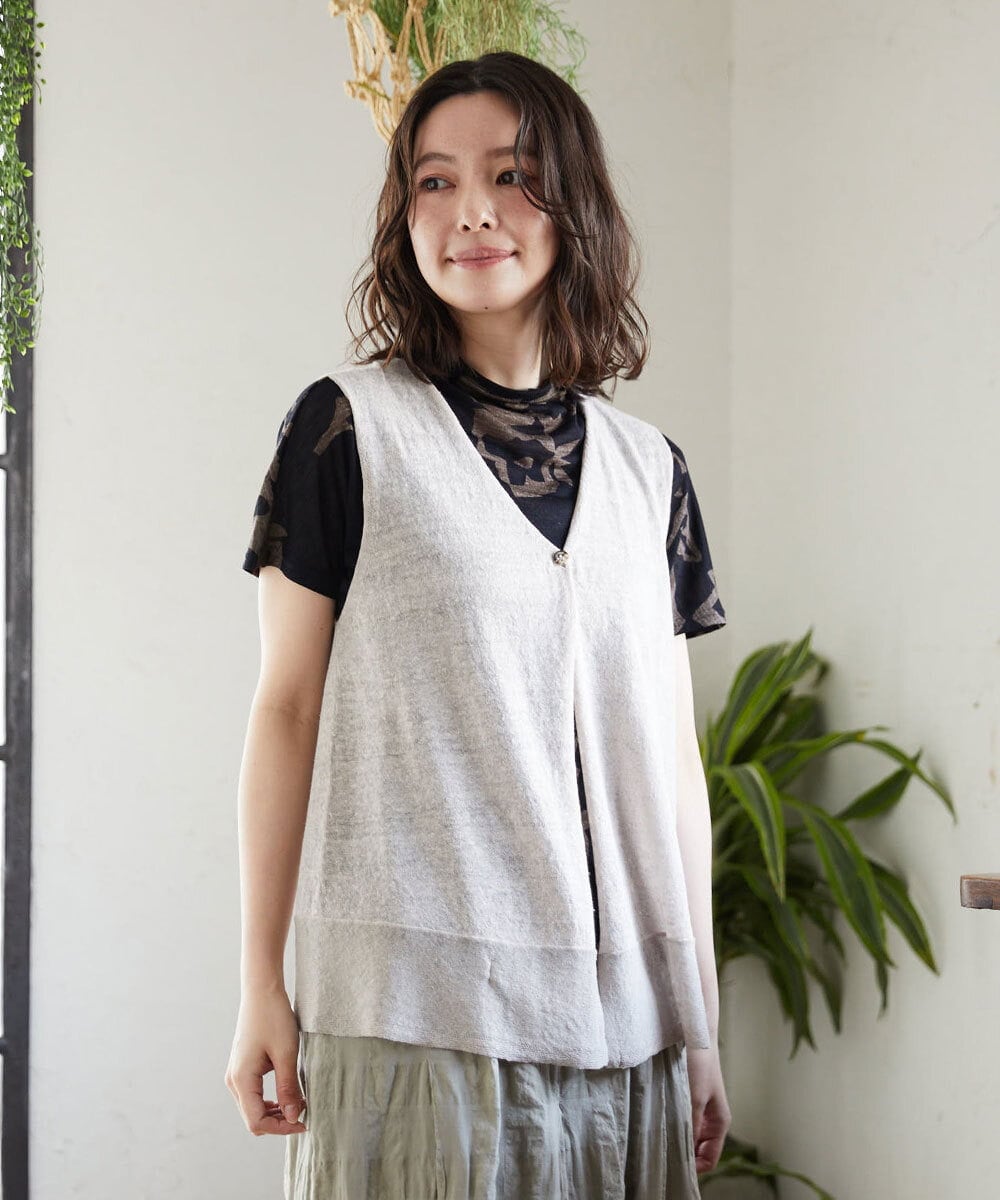 NHSGE55230 GIANNI LO GIUDICE(小さいサイズ) 麻ナイロンニットジレ　