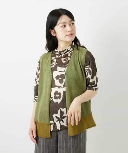 NHSGE55230 GIANNI LO GIUDICE(小さいサイズ) 麻ナイロンニットジレ　