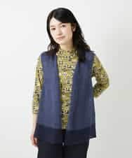 NHSGE55230 GIANNI LO GIUDICE(小さいサイズ)(メゾン ドゥ サンク) 麻ナイロンジレ　 グリーン