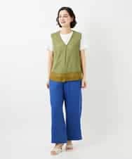 NHSGE55230 GIANNI LO GIUDICE(小さいサイズ)(メゾン ドゥ サンク) 麻ナイロンジレ　 グリーン