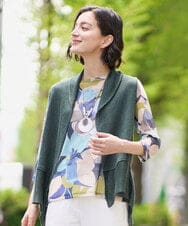 NHSGV43290 GIANNI LO GIUDICE(小さいサイズ)(メゾン ドゥ サンク) [人気デザイン/日本製]リネンニットジレ カーキ